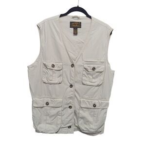 Eddie Bauer Utility Cargo Fishing Vest Men’s Large Beige Gorpcore Safari Outdoor